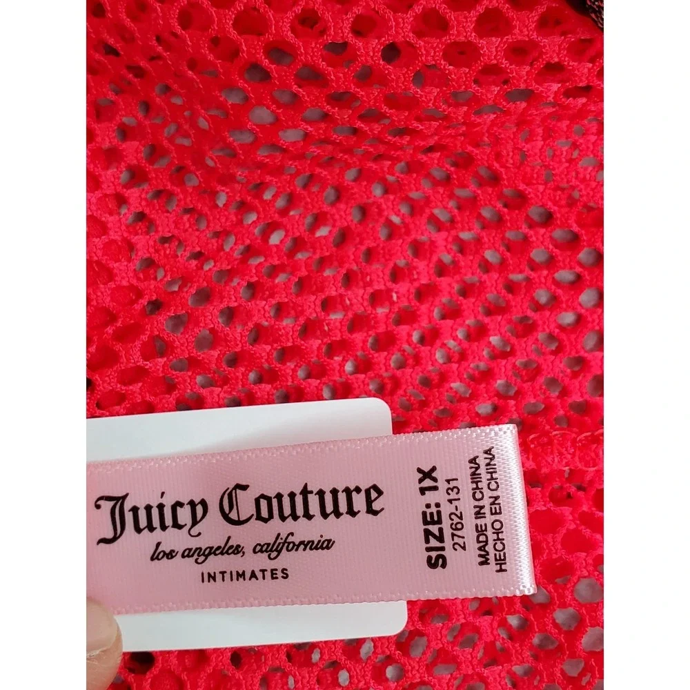 Juicy Couture Women Sleepwear 1X Red Floral Intimates Wireless Lace Mesh Bra